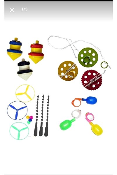 Yağmurella Nostaljik Eğitici Oyuncaklar- 3er Adet Ufo Fırıldak ,plastik Topaç,fırfır,su Yüzüğü Nostalji