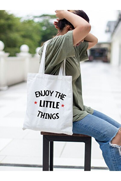 Cemira Товста біла водонепроникна полотняна сумка - Enjoy The Little Дизайнерська сумка та сумка для покупок