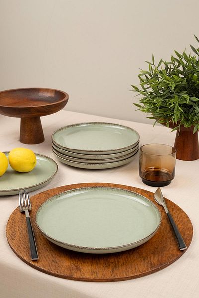 Kütahya Porselen Green Moderna 6 Pieces 21 cm Flat Plate