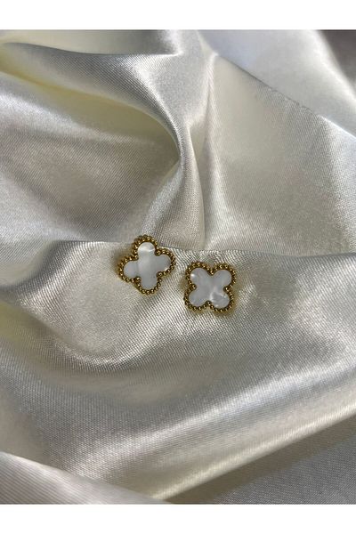 Mamaya Gold White Pearlescent Earrings