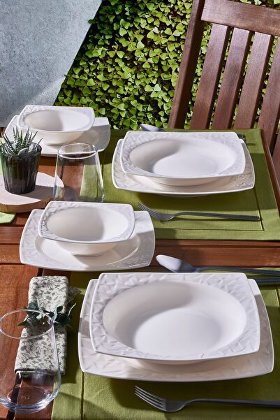 Güral Porselen Vivente 24 Parça 6 Kişilik Bone Yemek Takımı