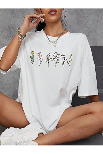 MODAVİBE Γυναικείο μπλουζάκι με στάμπα λουλουδιών μόδας