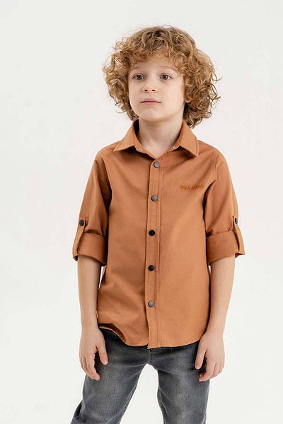 Gold Class Kidswear Сгъваема базова риза за момче с дълъг ръкав