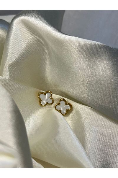 Mamaya Gold White Pearlescent Earrings