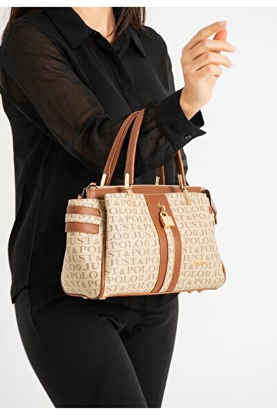 Just Polo Kadın Kum Taba Monogram El Ve Omuz Çantası Yeni Sezon 2201MH