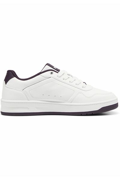 Puma PUMA Court Classy - Plum alb și negru, culoare argintie
