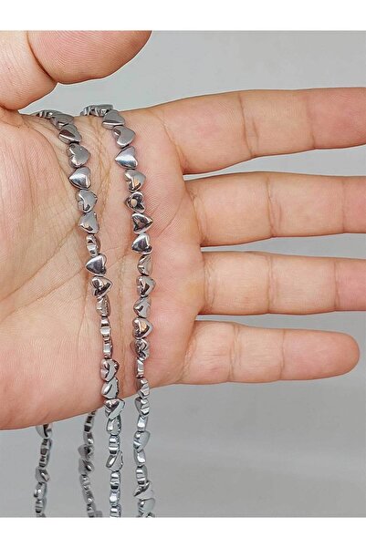 Yasamtohumu Hematit kamen u obliku srca - četvrtina niza je dugačka 9 cm (52412)