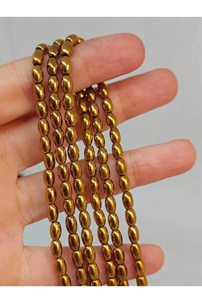 Yasamtohumu 4*5,5 mm piatră hematită tăiată cu fasole - are 9 cm lungime (49642)