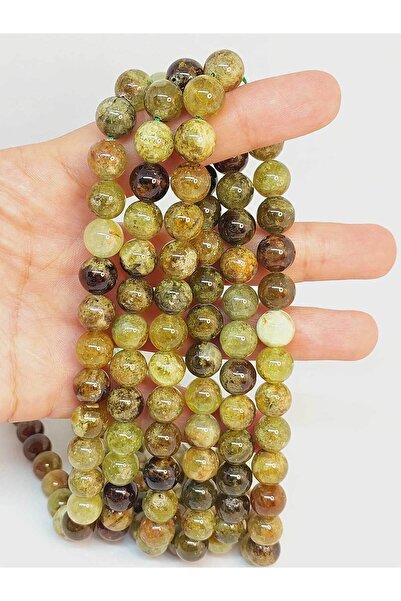 Yasamtohumu سلسلة ربع متنوعة باللون الأخضر - طول 9 سم، حجر العقيق (49238)