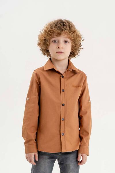 Gold Class Kidswear Сгъваема базова риза за момче с дълъг ръкав