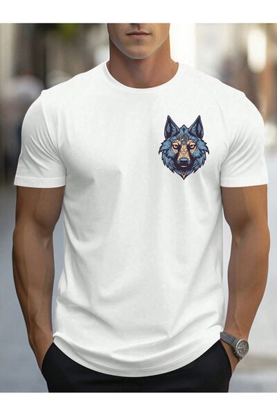 MODAVİBE Tricou unisex pentru bărbați cu imprimeu lup