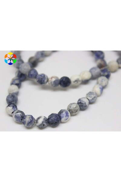 Yasamtohumu 6mm fasetirani kroj sodalit kamen, četvrtina niza - dužina 9cm
