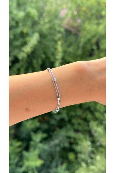 KAD COLLECTION Double Row Minimal Steel Cube Bracelet