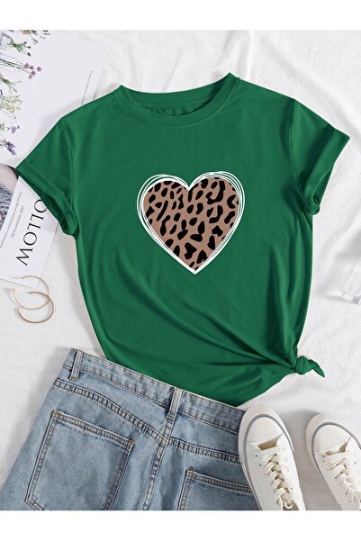 MODAVİBE Tricou de damă cu imprimeu inimă - Modavibe