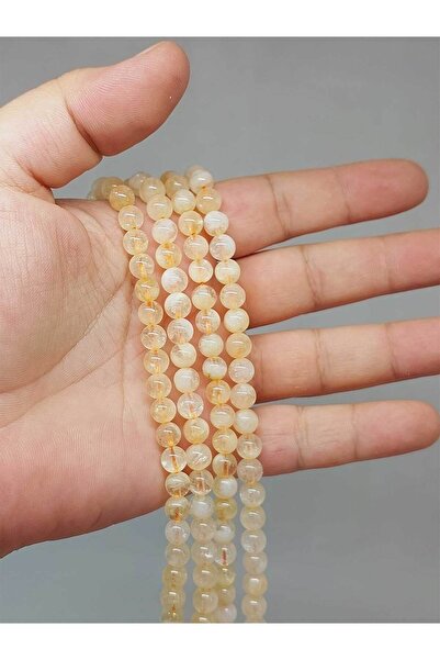 Yasamtohumu سلسلة ربع بطول 9 سم - حجر سيترين وألوان بلوري 6 مم (51412)