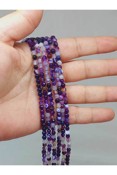 Yasamtohumu Piatra de agat 9 cm tăiat cu fațete Quarter String - 4 mm (51420)