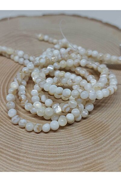 Yasamtohumu Çeyrek Dizi (9cm uzunluğundadır!) Sedef Taşı Karamelli Beyaz Çeyrek Dizi 4mm