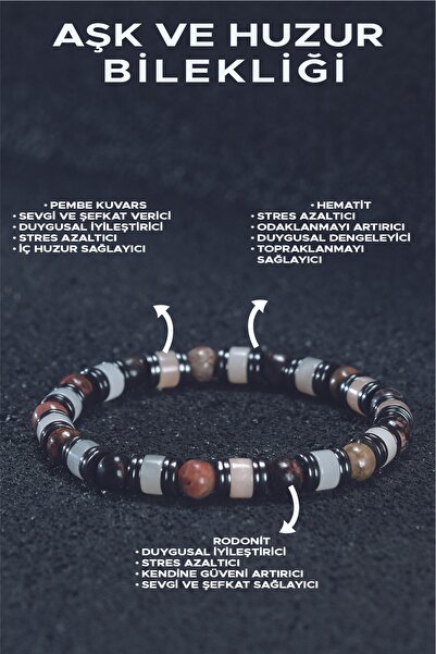 Ssilhoutte Doğaltaş Ruhsal Huzur ve Duygusal Denge Bilekliği - Pembe Kuvars -...