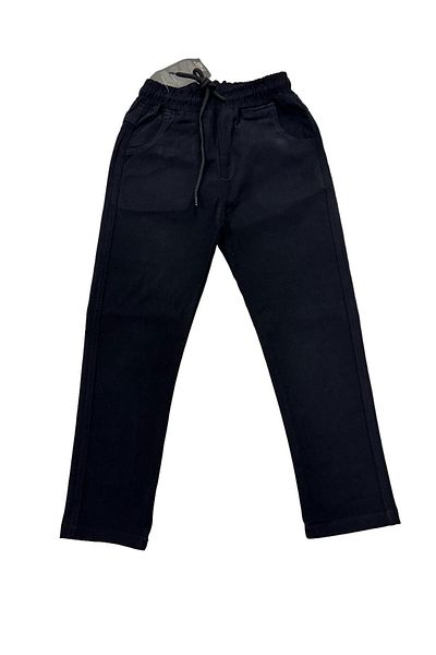 Esterella Boy School Pants with Elastic Waist / Stretchy Gabardine School Pants with Pockets/Black School Pants