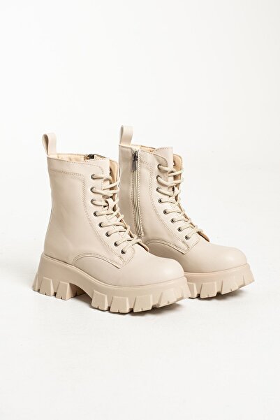 İnan Ayakkabı Cizme de damă culoare bej cu talpă deschisă (TALPA 6 CM)