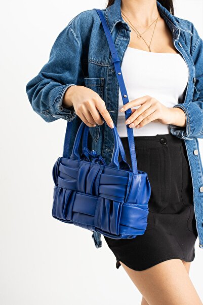 GALB LEATHER El Yapımı Orta Boy El Örgüsü Özel Aksesuarlı Premium Kadın Omuz Çantası PLUS-BTG