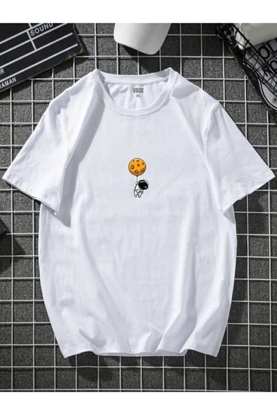 Pink Sky Μπλουζάκι Unisex Oversize με μοτίβο Flying Astronaut