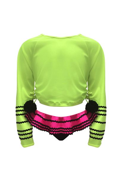 LOOK ME 50uv Girl's Rushguard - Λεπτομέρεια Water Stone, Pompom, Μακρύ μανίκι