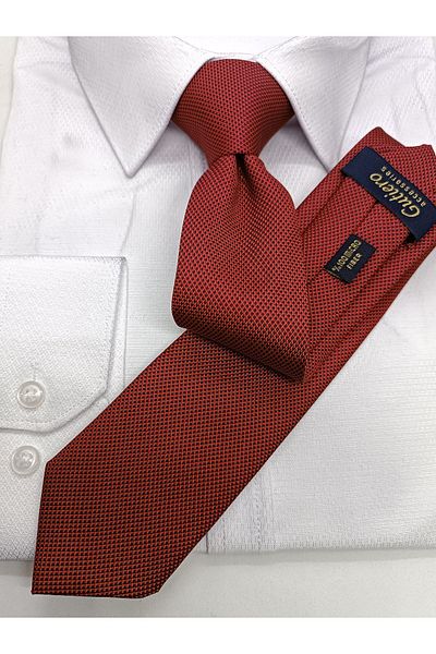 Gutiero Red Black Sand Patterned Slim Tie