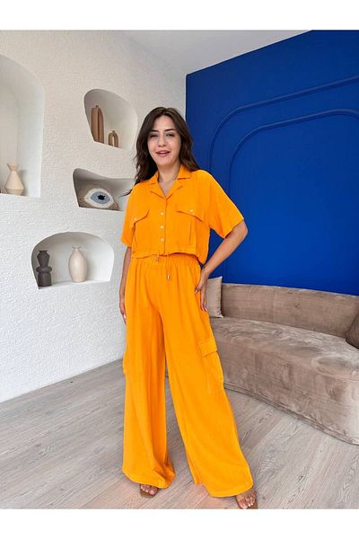 devesta Linen Orange Set - Pocket Detailed