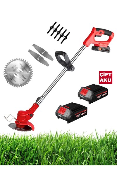 Rodex Çift Akülü Şarjlı Kenar Ot Çalı Çim Biçme Kesme Tırpan Makinesi