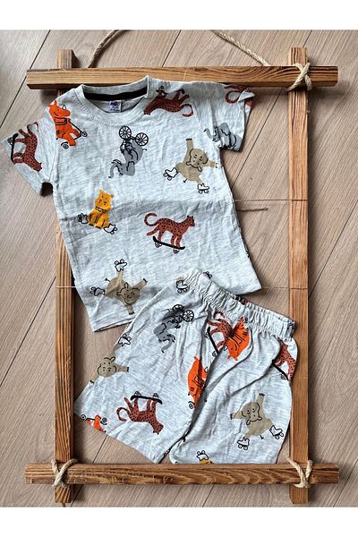 bebtaş Summer Riding Animals Pattern - Σετ σορτς για σκέιτμπορντ με ποδήλατο Elephant Tiger