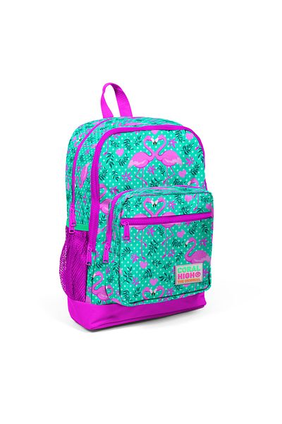 Coral Water Green Flamingo PatterneD Primary School Bag - Four Compartments 23712