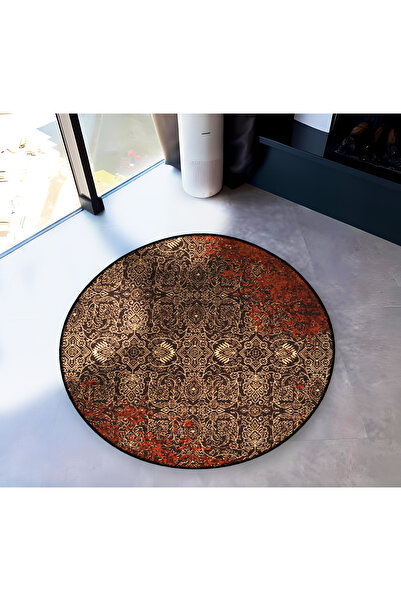 Rugs Modern Halı Mira Round Brown Tones Antique Pattern Detailed Woven Base M...