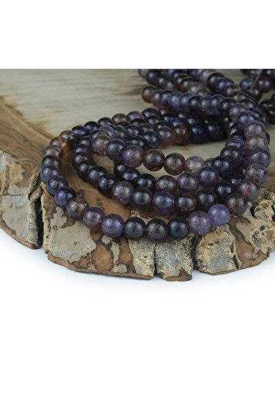 Prestij Boncuk 8 mm ljubičasti kamen Sa perlama narukvica i ogrlica