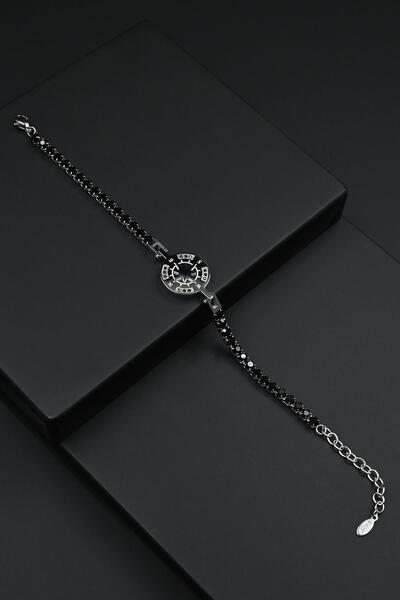 FRNCH 316L Çelik Pusula Figürlü Zirkon Taşlı Siyah Renk Erkek Bileklik FRJ12294-3294-B2