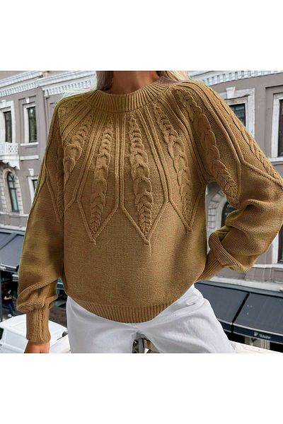 citystyle Италиански плетен пуловер с кръгло деколте с коса