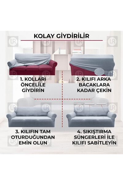 BTF HOME Çocuk Ve Evcil Hayvan Dostu Leke Tutmaz, Yıkanabilir 3 Kişilik Lastikli Koltuk Örtüsü