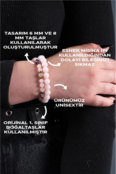 Ssilhoutte Doğaltaş سوار الكوارتز الوردي والجمشت - مزيج من اللابرادوريت والهي...