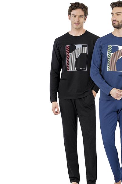 Pierre Cardin Ανδρικό Σετ Πιτζάμες Εποχιακό Τυπωμένο 100% Βαμβάκι