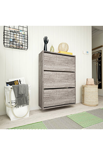 DECORFERS Belen 3 Kapaklı 6 Bölmeli Düşer Kapaklı Ayakkabılık