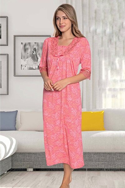 ATINÇ Cămașă de noapte pentru mamă, cu mânecă scurtă, din bumbac, cu dantelă,...