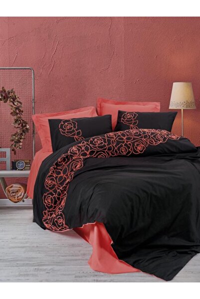 Cotton Box Brode Ranforce Çift Kişilik Nevresim Takımı Rosen Mercan