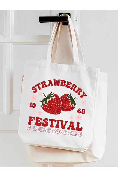 Cemira Y2K Thick Tote - Strawberry Festival Strawberry Shopping Book Bag