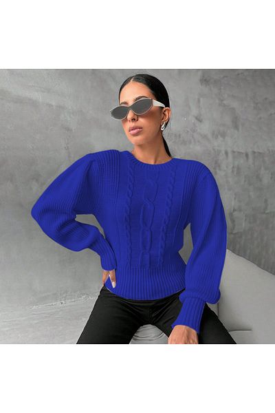 citystyle Păr împletit cu gât crew Saks Knitwear Pulover damă - mânecă prințesă