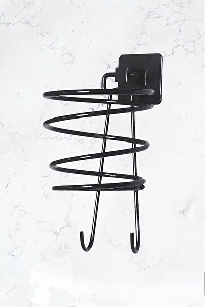 BUSEMSİ HOME Siyah Fön Makinesi Askısı Saç Kurutma Makinesi Tutacağı Yapışkanlı