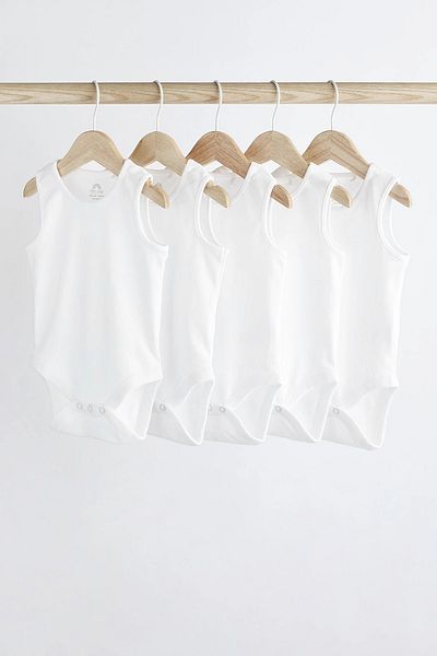 Next Baby جسم أطفال أبيض بدون أكمام 100% قطن - ALY01665