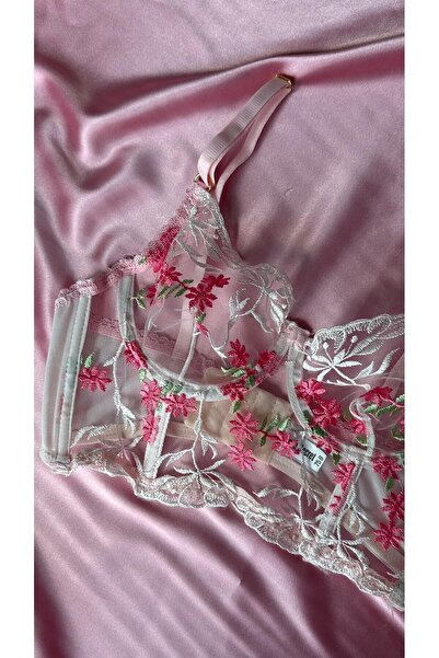 Butik Çiçekli Brode Takım (BÜSTİYER TANGA)