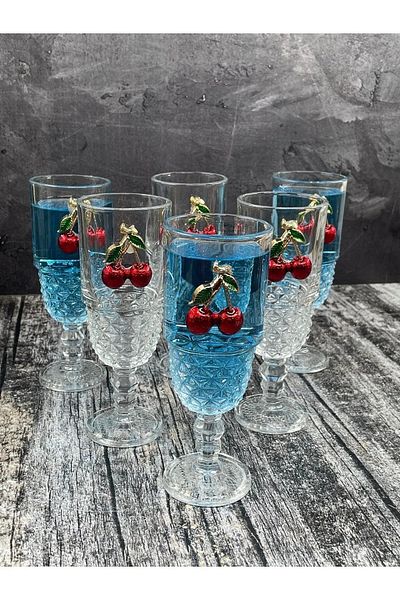 YzMarket 6-piece Crystal Glass Cherry Brown Side Cup - Cocktail and Soft Drink Cup 220ml