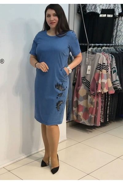 MAXLEVEL MODA Τζιν φόρεμα με κουμπιά σε μεγάλο μέγεθος
