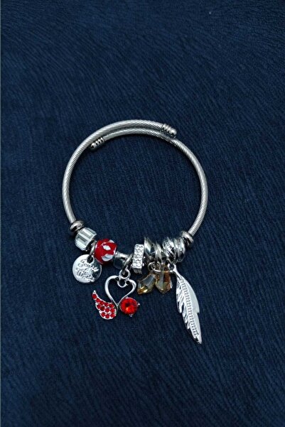 SherDesing ليف بيرد الحجر الأحمر نموذج سحر سوار الصلب